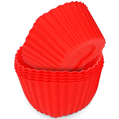 MoNiRo 6er Pack Silikon Muffin Herzform Rot - wiederverwendbare Backform aus Silikon - Herz - Muffinform – Cupcake - Silikonbackform - Cupcake Förmchen - Herzbackform - Silikonform - Hochzeit von MoNiRo
