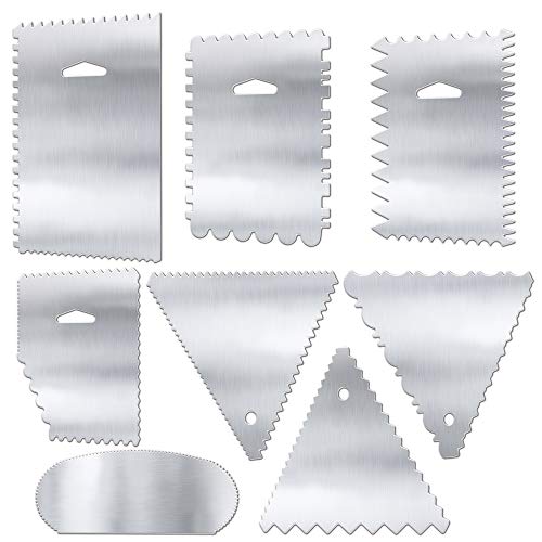 MoNiRo 8er Set Edelstahl Tortenschaber Icing Smoother für Torten dekorieren - Backen - Kuchen - Zubehör - Torten - Backzubehör - Modellierwerkzeug - Torte - Küche - Backzubehör - Cake Scraper von MoNiRo