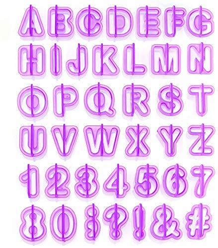 MoNiRo Buchstaben Ausstecher für Fondant | 40 teiliges Fondant Ausstechform Set mit Buchstaben, Zahlen und Satzzeichen zum Dekorieren von Torten - Tortendeko - Ausstechformen - Fondant Ausstecher von MoNiRo