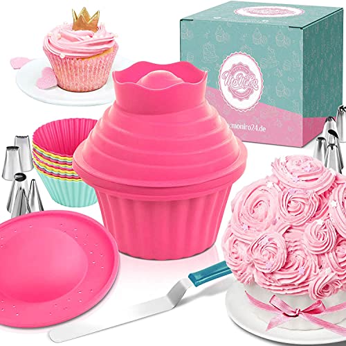 MoNiRo Große Cupcake Backform - Extra XXL Muffinform mit Spritztüllen und Spritzbeutel zum Backen - Giant Cupcakes - 30 Teiliges Back-Set Zubehör Silikon Form für Torten, Muffins und Deko MoNiRo Große Cupcake Backform - Extra XXL Muffinform mit Spritztüllen und Spritzbeutel zum Backen - Giant Cupcakes - 30 Teiliges Back-Set Zubehör Silikon Form für Torten, Muffins und Deko von MoNiRo