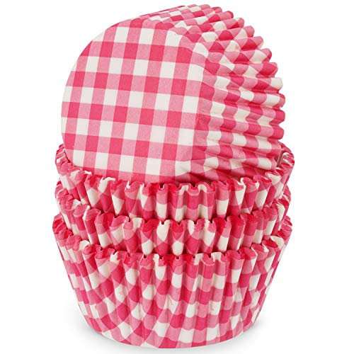 MoNiRo Papier Muffin Förmchen - Cupcake Backform aus Papier Motiv Pink-White Checkered - Muffin Form - Cupcake Form - Papierförmchen - Cupcake Förmchen - Muffinform - Backförmchen - Muffinformen von MoNiRo