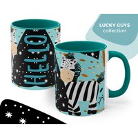 Lucky Zebra - Designer Mug | Cute Kid's Happy Illustration With Colored Interior & Handle Gift For Kids Lucky Zebra - Designer Mug | Cute Kid's Happy Illustration With Colored Interior & Handle Gift For Kids von MoNimoKids