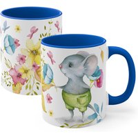 Mouse Boy & Flower - Designer Mug | 3 Color Variations For Kids Design Cute Animal Graphic Gift von MoNimoKids
