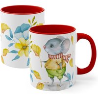 Mouse Boy & Leaf - Designer Mug | Cute For Kids 3 Color Variations Design Animal Graphic Gift von MoNimoKids