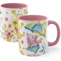 Piglet With Umbrella - Designer Mug | 3 Color Variations For Kids Design Cute Animal Graphic Gift von MoNimoKids