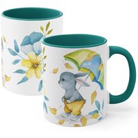 Rabbit With Umbrella - Mug | 3 Color Variations For Kids Design Cute Animal Graphic Gift von MoNimoKids