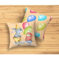 Rabbit & Birdie - Pillow | Nursery For Kids 4 Sizes Best Friends Collection Watercolor Design Designer Rabbit & Birdie - Pillow | Nursery For Kids 4 Sizes Best Friends Collection Watercolor Design Designer von MoNimoKids
