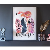 Kunstdruck "Miss Abigail" | Flamingo Lover Es Poster Boho Bohemia Kollektion Aquarell von MoNimoPrints