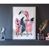 Kunstdruck "Sir Archibald" | Flamingo Lover Es Poster Boho Bohemia Kollektion Aquarell von MoNimoPrints