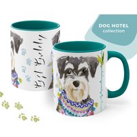Mini Schnauzer - Designer Tasse | Akzentfarben Für Hundeliebhaber Kaffeebecher Hunde Design Becher Zwergschnauzer, Geschenke Sie, Ms1 von MoNimoPrints