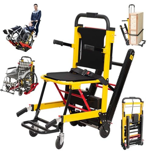 Elektrischer Raupen-Treppensteiger, Manueller Treppensteigrollstuhl Für ältere Menschen Mit Behinderung,Tragfähigkeit 353 Pfund, Zusammenklappbar,Leicht,Treppen Hinauf Und Hinunter von MoRfiL