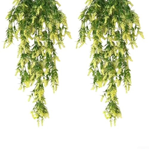 2 x Lavendelranken, schöne Hängedekoration für Zuhause, Hochzeiten und Veranstaltungen im Freien (gelb) von MoSundi