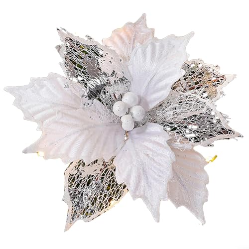 24cm Funkelnder Weihnachtsstern Hängende Blume für Weihnachtsbaum Dekoration Festliche Feierlichkeiten (weiß) von MoSundi