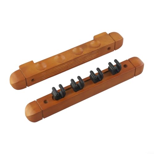 4 Slot Holz Billard Queue Rack Wandhalterung Halter für Pool Queues, Handschuhe und Handtücher (Gelb) von MoSundi