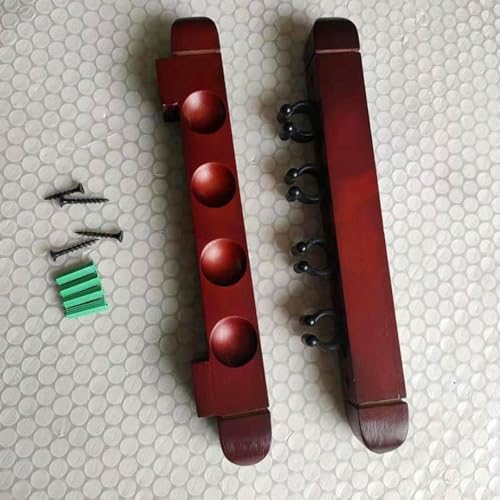 4 Slots Holz Billard Queue Rack Wandhalterung Halter für Pool Queues, Handschuhe und Handtücher (Schwarz) von MoSundi