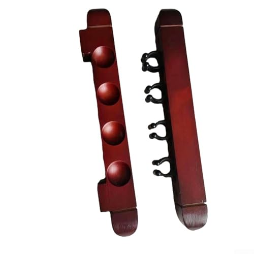 4 Slots Holz Billard Queue Rack Wandhalterung Halter für Pool Queues, Handschuhe und Handtücher (rot) von MoSundi