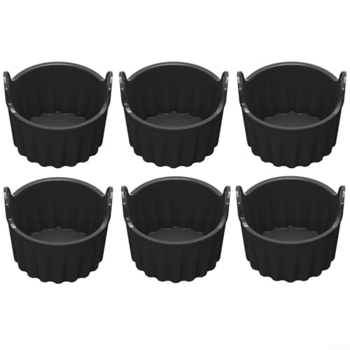 6 Stück multifunktionale Silikon-Backförmchen für Luftfritteuse, perfekt für Muffins (schwarz) von MoSundi