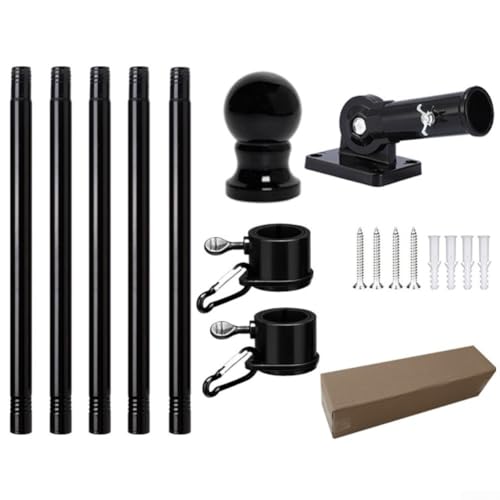 Außen-Fahnenmast-Set mit verstellbarem Sockel und drehbarem Ring für flexible und stabile Flaggenanzeige (schwarz) von MoSundi