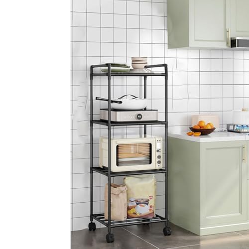 Banish Clutter Space Efficient Bathroom Shelf Organizer With Pulley System For Easy Access Items (4 layers of black) von MoSundi