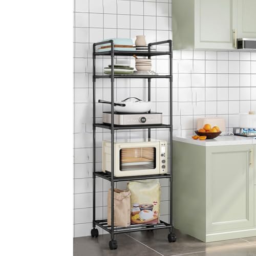 Banish Clutter Space Efficient Bathroom Shelf Organizer With Pulley System For Easy Access Items (5 layers of black) von MoSundi