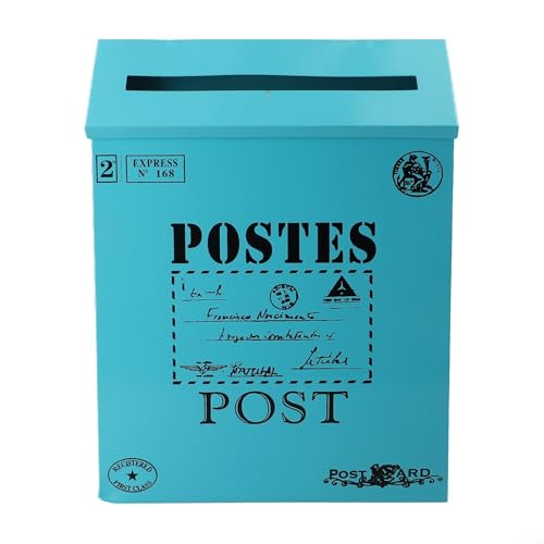 Charming Vintage Look Metal Mailbox Designed for Easy Access and Stylish Decoration in Any Setting (Blue) von MoSundi
