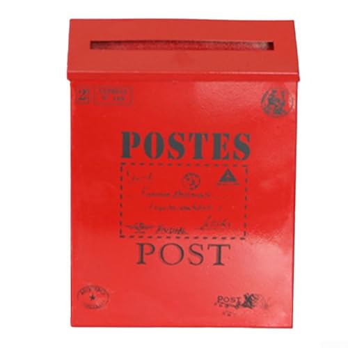 Charming Vintage Look Metal Mailbox Designed for Easy Access and Stylish Decoration in Any Setting (Red) von MoSundi