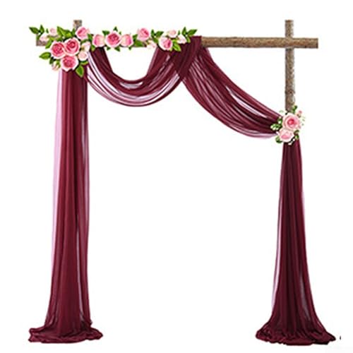 Dekorative Chiffon-Vorhänge, 6,8 m, perfekt für die Verschönerung Ihrer Hochzeit oder Party (Burgunderrot) von MoSundi