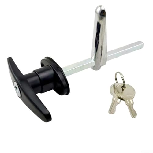 Diebstahlsicherung T-Form Griff Schloss für Garagen- und Wohnwagentore aus Zinklegierung mit wasserdichtem Design für den Außenbereich (schwarz) von MoSundi