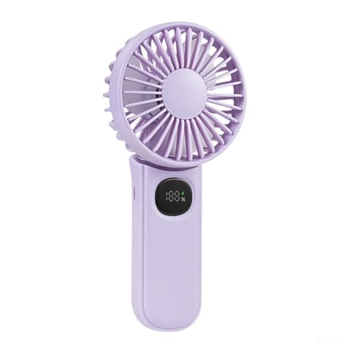 Digitales LED-Display auf einem tragbaren Handventilator mit einstellbaren Geschwindigkeiten sorgt für effektive Kühllösungen (lila) von MoSundi