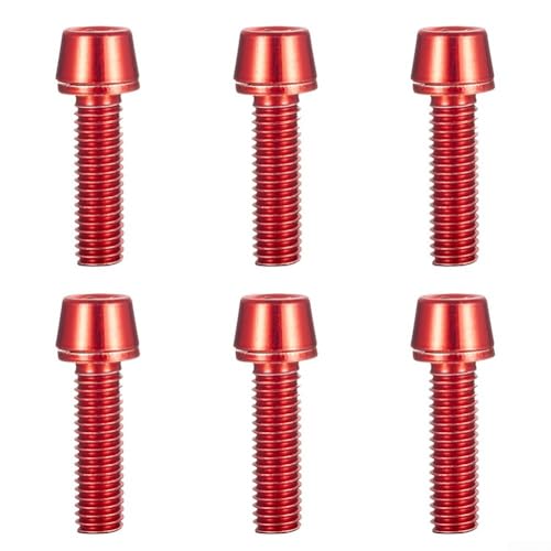Edelstahl Fahrrad Vorbauschrauben M5 18 mm Set von 6 mit Unterlegscheiben für Gabelstabilität (rot) von MoSundi