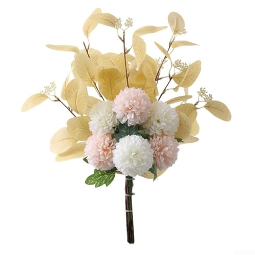 Floral Elegance Hortensienstrauß aus Seide, 47 cm, mit realistischen Eukalyptus-Akzenten (weiß) von MoSundi