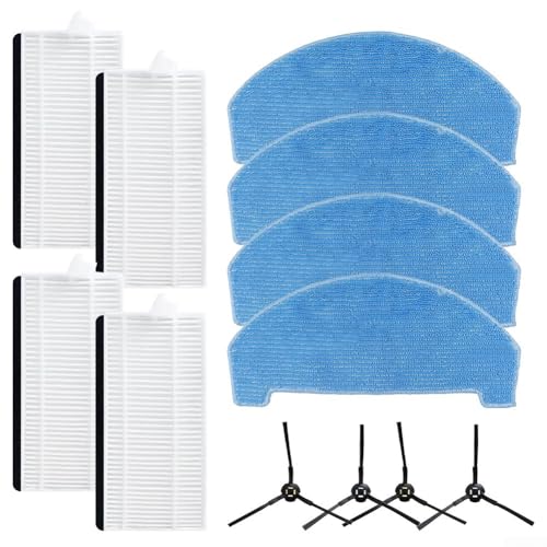Für ILIFE V3x Saugroboter und Wischmopp kompatible Ersatz-Seitenbürsten Filter und Wischtücher zur Erhaltung sauberer Bodenoberflächen (A) von MoSundi