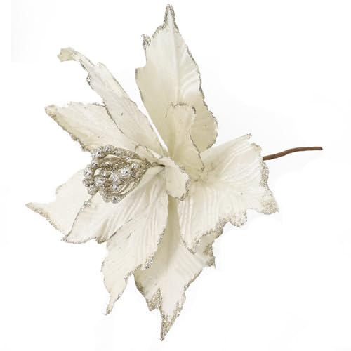 Glitzernde Blumen-Dekoration für Weihnachtsbäume und Partys, 28 cm, Weiß Glitzernde Blumen-Dekoration für Weihnachtsbäume und Partys, 28 cm, Weiß von MoSundi