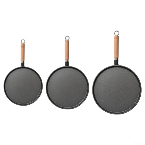Gusseisenpfanne mit Holzgriff, verdickt für optimale Wärmespeicherung und Pfannkuchenherstellung in mehreren Größen (20) von MoSundi