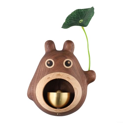 Handgefertigte Türklingel aus schwarzem Walnussholz mit einer einzigartigen Totoro-Form, perfekt für jeden Eingang von MoSundi