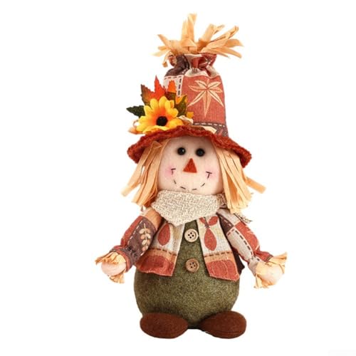 Handgefertigte Vogelscheuche Puppe mit Strohhut sitzend für Thanksgiving Tisch und Herbst dekorative Ornament (Herren) von MoSundi