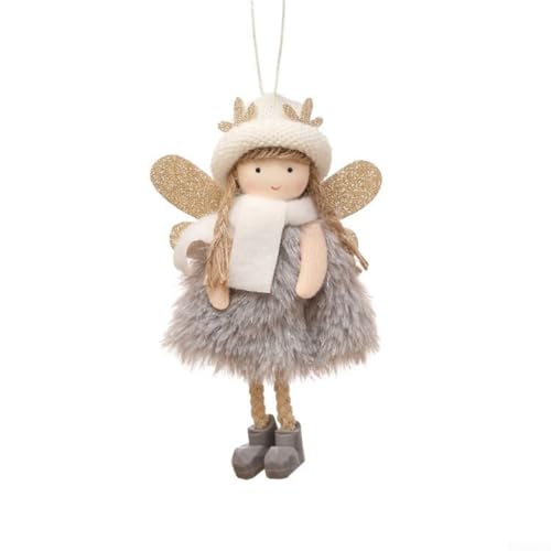 Holiday Plush Angel Doll Pendant for Xmas Tree Hanging and Party Decoration, Suitable for Home, Shopping Malls, Restaurants, Bars and Event Venues (Gray) von MoSundi