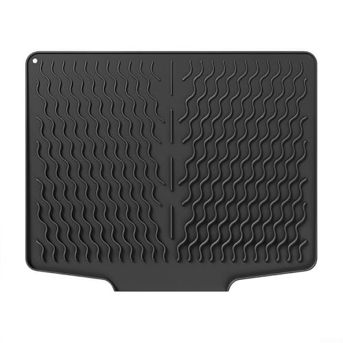 Kitchen Essentials Abtropfmatte aus Silikon, 40 x 33 cm, mit intelligenter Drainage-Funktion, Schwarz Kitchen Essentials Abtropfmatte aus Silikon, 40 x 33 cm, mit intelligenter Drainage-Funktion, Schwarz von MoSundi