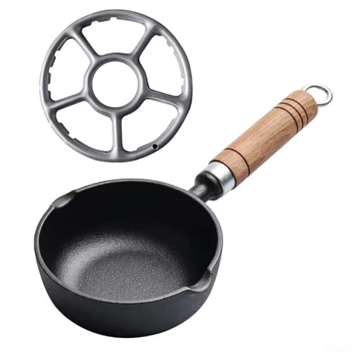 Kleine Pfanne aus Gusseisen zum Kochen von Eiern und Milch, entworfen für den täglichen Gebrauch in der Küche, kompatibel mit Induktionsherden (13 x 5 cm + Gestell) von MoSundi