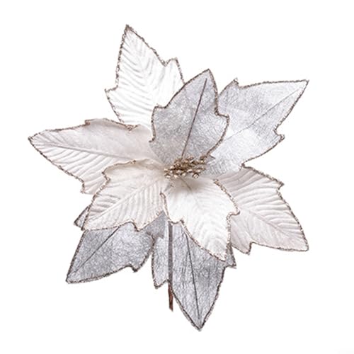 Kunstvolle 30 cm glitzernde Blumen, um den ästhetischen Reiz Ihres Weihnachtsbaums zu verbessern (weiß) von MoSundi