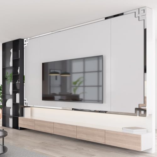 Lange gestreifte Acryl-Spiegel-Aufkleber, 10 Stück, für kreative Raumdekoration in Wohnbereichen und Büros (Silber) von MoSundi