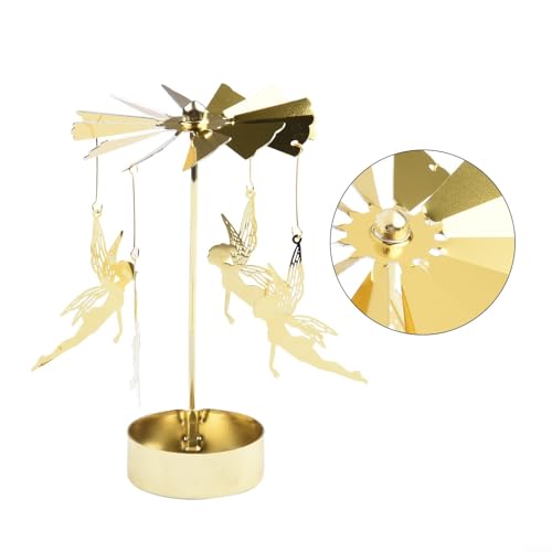Lebendiger goldener Kerzenständer mit einzigartiger, wärmeaktivierter Rotationsfunktion, perfekt geeignet für verschiedene Feiern (Engel) von MoSundi
