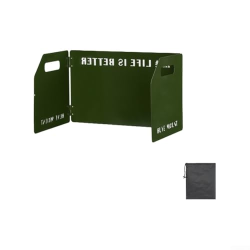 MoSundi 3-Panel Aluminium Campingkocher Windschutz Outdoor Kochen Windschutz Tragbar Faltbar Hitzebeständig Schild Mit Aufbewahrungstasche (Armeegrün) von MoSundi