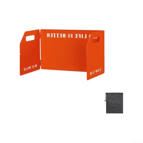 MoSundi 3-Panel Aluminium Campingkocher Windschutz Outdoor Kochen Windschutz Tragbar Faltbar Hitzebeständig Schild Mit Aufbewahrungstasche (Orange) von MoSundi