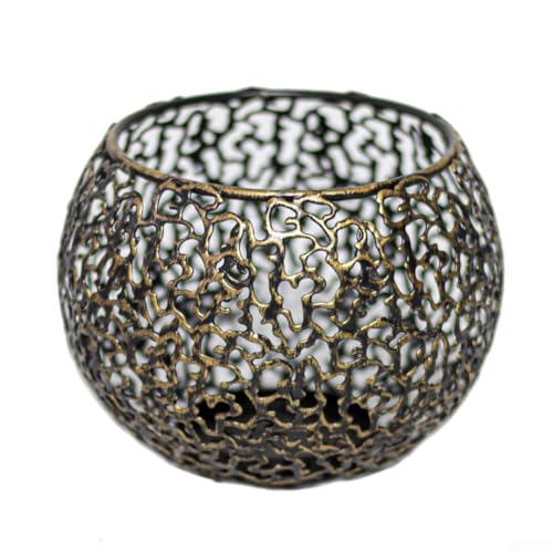 Multifunktionaler Kerzenhalter aus goldfarbenem Metall mit aufwendigen Designs, geeignet für verschiedene Anlässe (Schwarz und Gold) von MoSundi