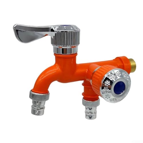 Praktisch gestalteter Waschmaschinen-Wasserhahn mit zwei Ausgängen für effiziente Wasserkontrolle und -nutzung (Orange) von MoSundi