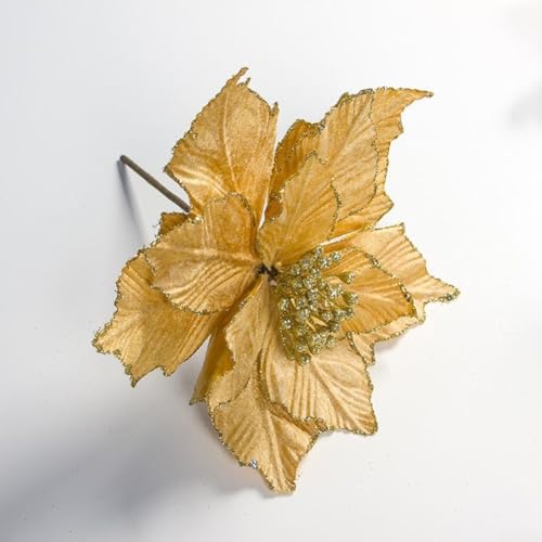 Schöne 28 cm funkelnde Weihnachtsstern-Blume für Weihnachtsbaumschmuck (gelb) von MoSundi