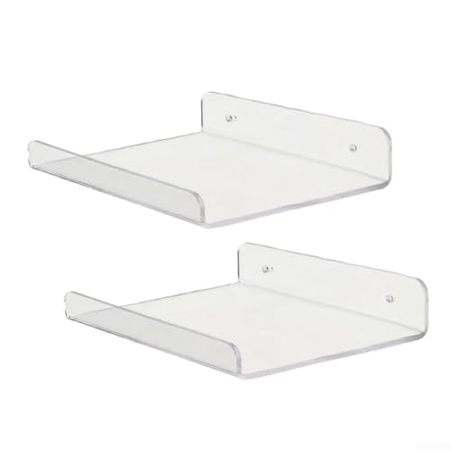 Schwebende transparente Acrylregale für Wandmontage mit sicherer Vorderkante und reichlich Tiefe für größere Gegenstände (2) von MoSundi