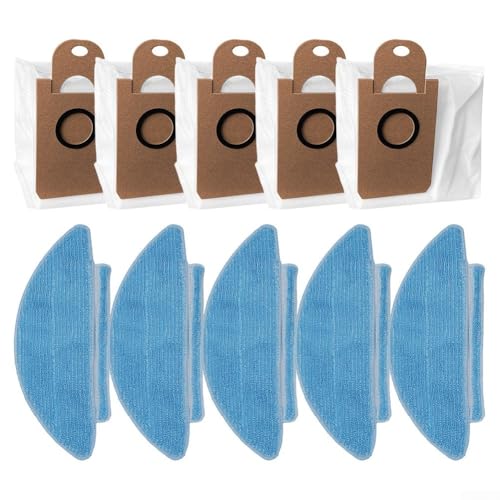 Set mit 5 Ersatz-Staubbeuteln und Wischtüchern für Kogan für G80 Roboter-Staubsauger und Wischmopp-Reiniger, entworfen, um perfekt zu passen und saubere Böden zu erhalten von MoSundi