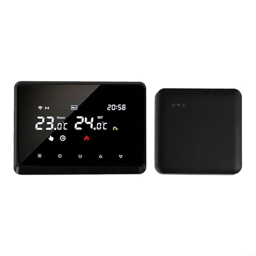 Smartes Thermostat mit RF-Empfänger, Sprach- und APP-Steuerung, wöchentlich programmierbar für Gaskessel oder Warmwasserheizung in Wohnungen und Büros (schwarz) von MoSundi